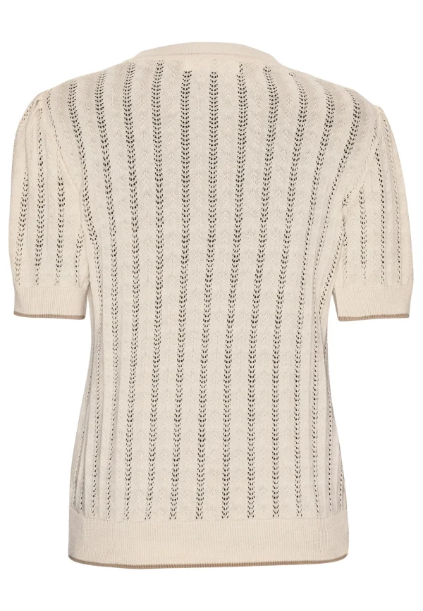 GROBUND Almine tee - den i beige med kontrastkant