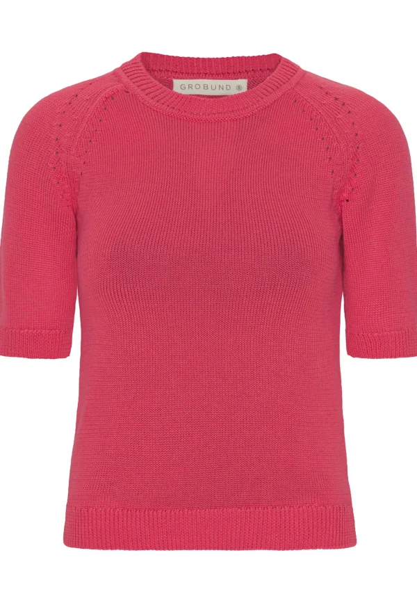 GROBUND Freja strik tee - den i varm pink