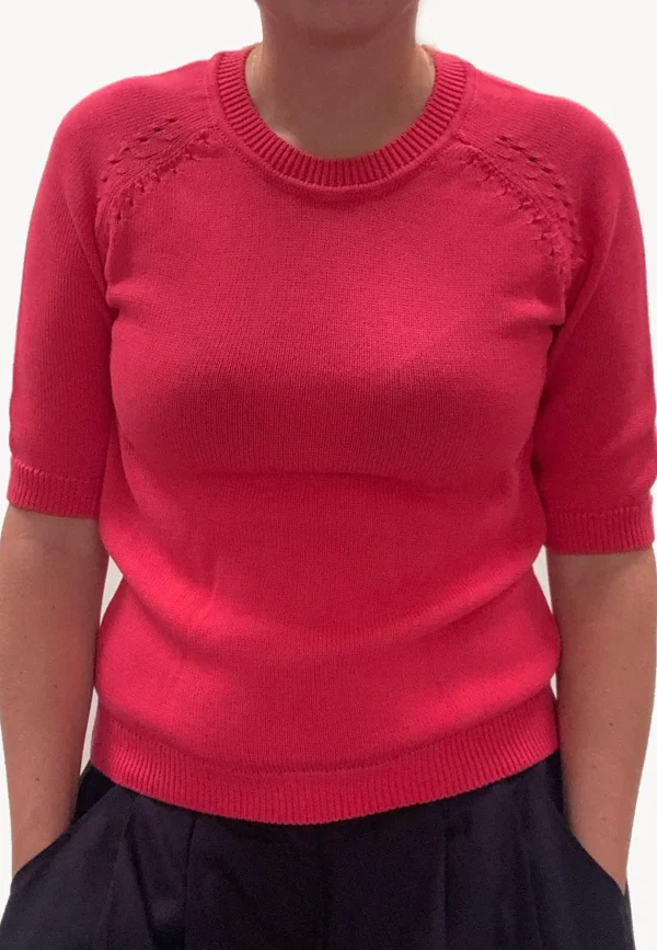 GROBUND Freja strik tee - den i varm pink