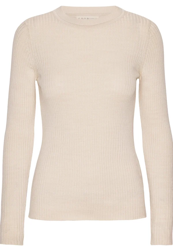 GROBUND Hanna rib strik - den i beige