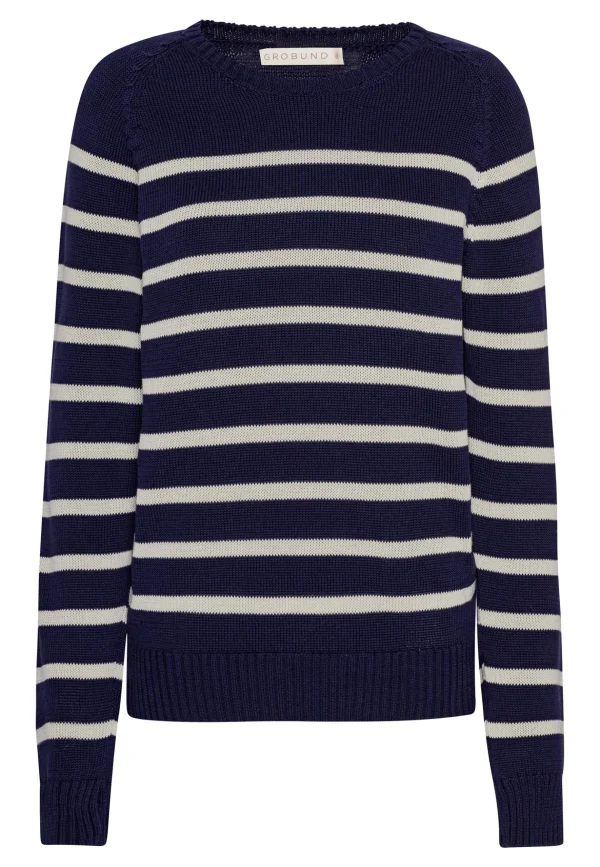 GROBUND Helga strik sweater - den med hvide striber