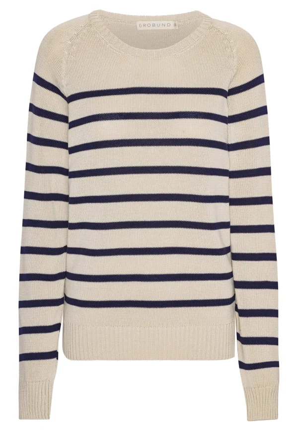 GROBUND Helga strik sweater - den med blå striber