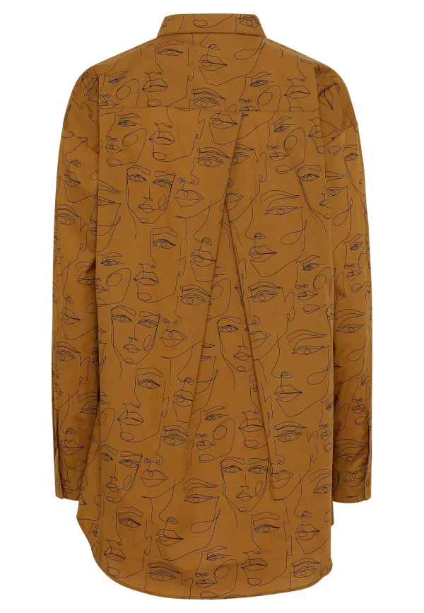 GROBUND Luna skjorten - den oversize med krave i cognac