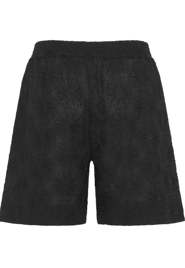 GROBUND Naomi shorts - i sort med blomsterbroderi